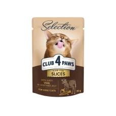 Вологий корм для котів Club 4 Paws Selection з телятиною та овочами в желе 80 г B5631001